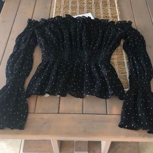 Off the shoulder top with bell sleeves, never worn